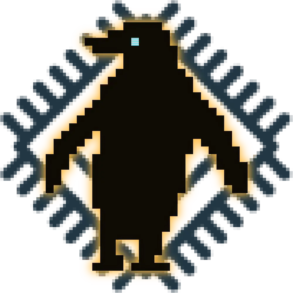 My logo, a pixel representation of a penguin.